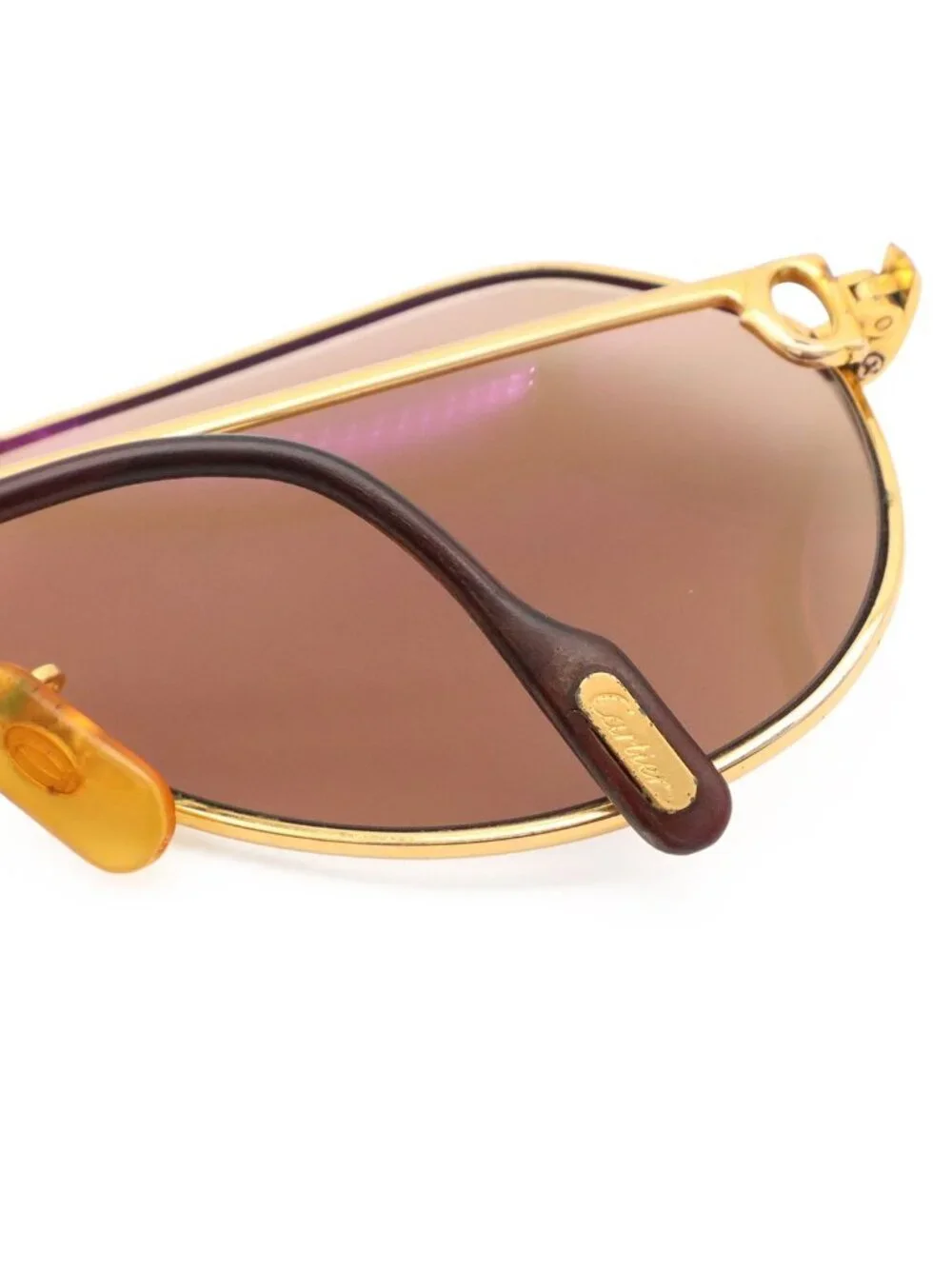 Cartier Trinity Sunglasses Eyewear Teardrop Two Bridge Double Light Brown Lens